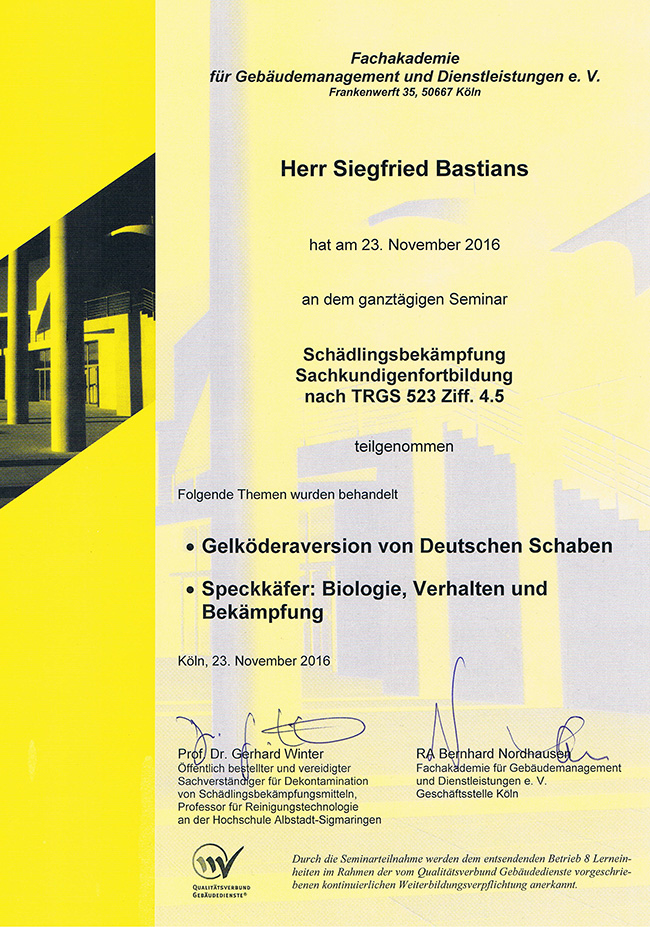 Gebauedereinigung Siegfried Bastians Zertifikate 05