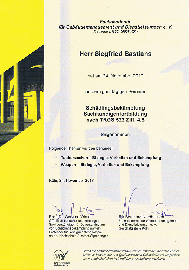 Gebauedereinigung Siegfried Bastians Zertifikate 02