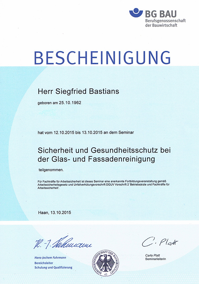 Gebauedereinigung Siegfried Bastians Zertifikate 16