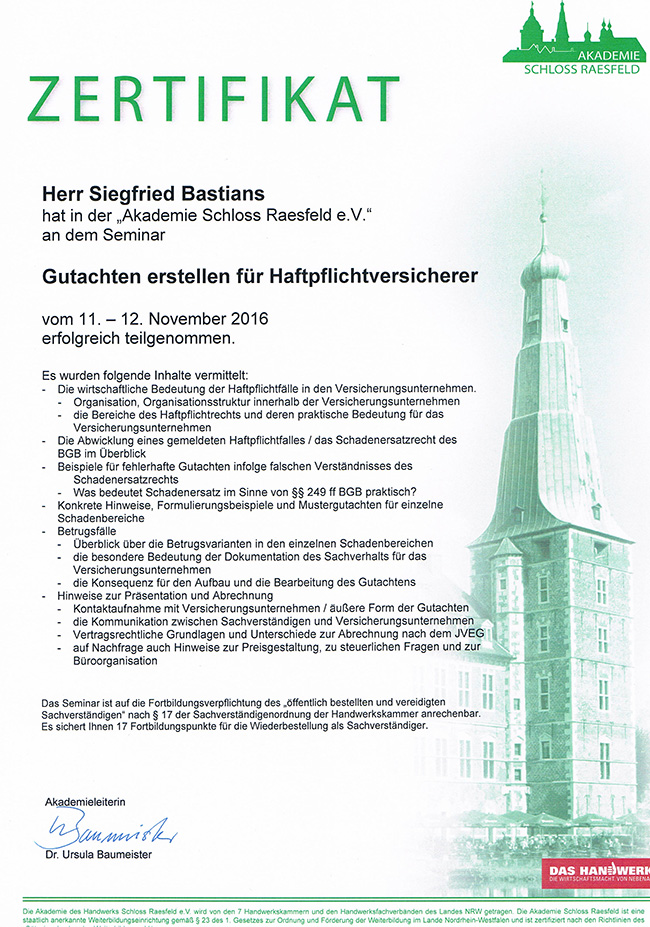 Gebauedereinigung Siegfried Bastians Zertifikate 17