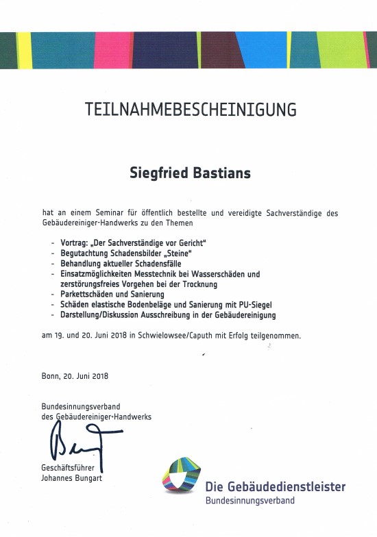 Gebauedereinigung Siegfried Bastians Zertifikate 08