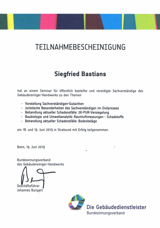 Gebauedereinigung Siegfried Bastians Zertifikate 07