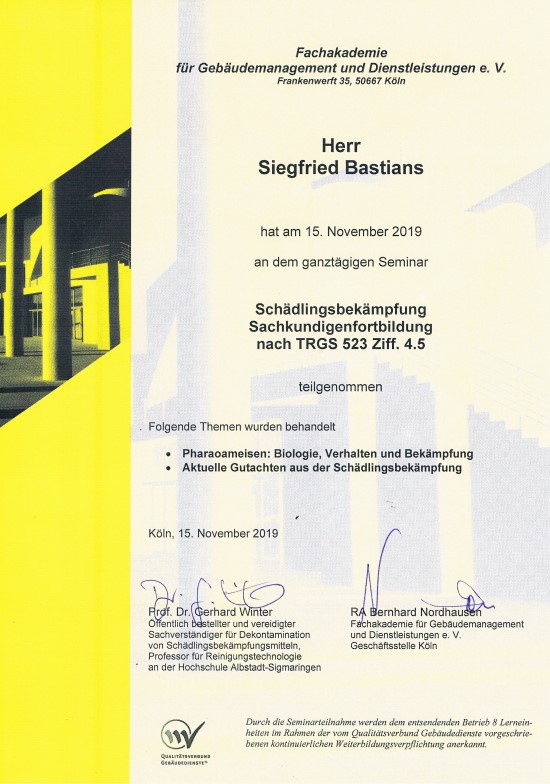 Gebauedereinigung Siegfried Bastians Zertifikate 01